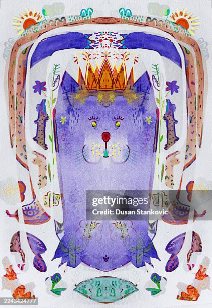abstract cat design - queens head stock illustrations
