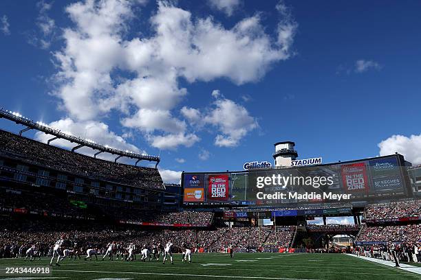 General view of Gillette Stadium during the second quarter in the game between the New England Patriots and the Cleveland Browns on October 26, 2025...