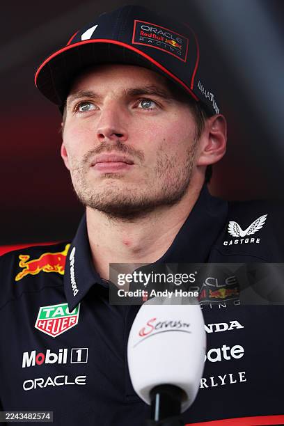 Third placed Max Verstappen of the Netherlands and Oracle Red Bull Racing is interviewed during the F1 Grand Prix of Mexico at Autodromo Hermanos...