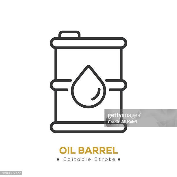 ilustraciones, imágenes clip art, dibujos animados e iconos de stock de icono de línea de barril de petróleo. icono de línea fina que se puede aplicar en cualquier lugar, simple, píxel perfecto y estilo moderno - lubricación