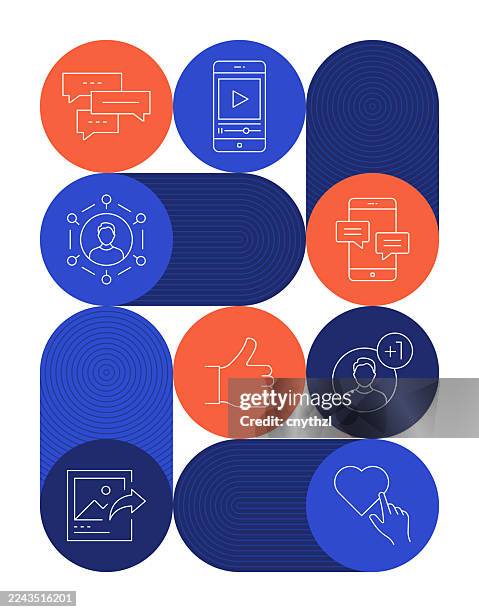 social media concept banner design. social network, connection, sharing, event, chat. - multimedia design stock illustrations