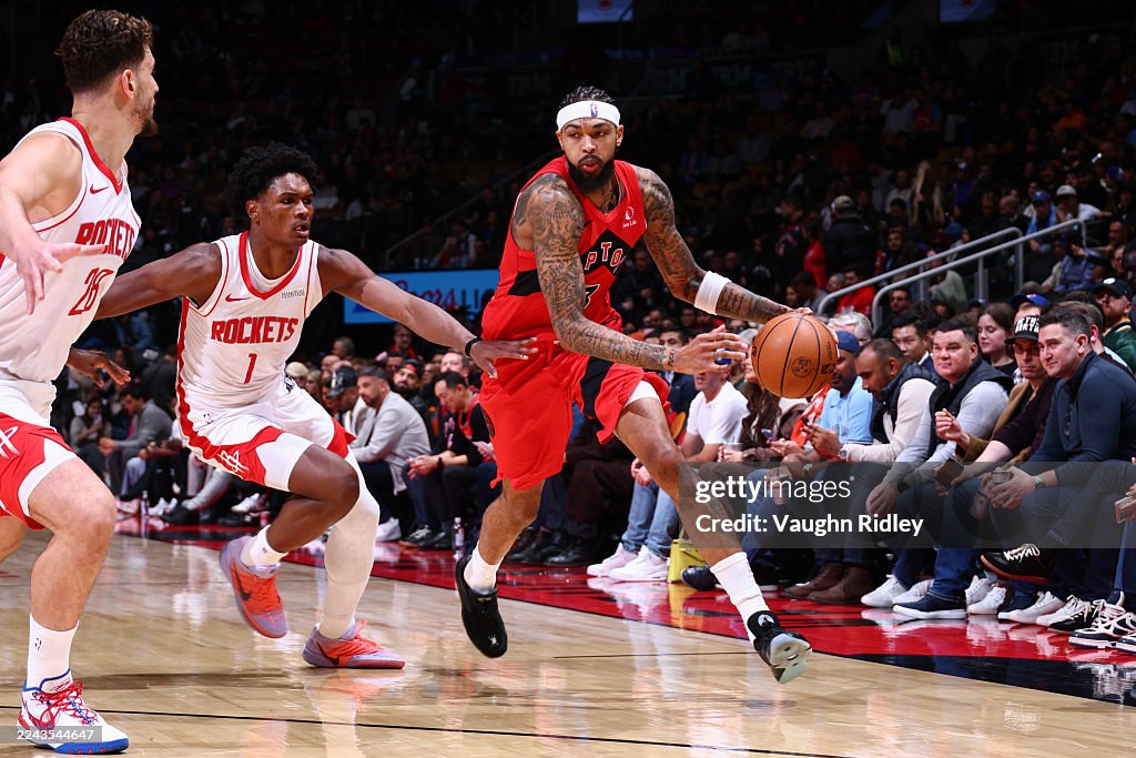 Houston Rockets Toronto Raptors Brandon Ingram of the Toronto Raptors drives to the basket during the ...