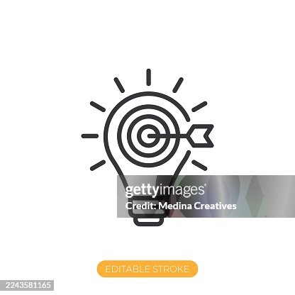 Targeted innovation icon. Editable stroke thin line icon Targeted innovation icon. Editable stroke thin line icon