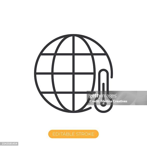 world temperature icon. editable stroke thin line icon - global temperature icon stock illustrations