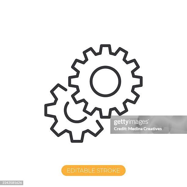 working process icon. editable stroke thin line icon - bespoke solutions stock illustrations