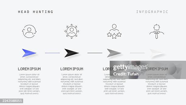 head hunting infographic - pixel line perfect - scar stock illustrations