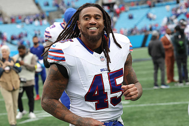 Buffalo Bills outside linebacker Shaq Green-Thompson during an NFL football game between the Buffalo Bills and the Carolina Panthers on October 26,...