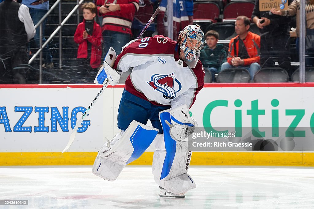 Trent Miner of the Colorado Avalanche skates prior to the game