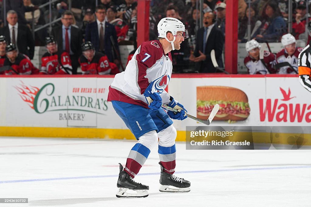 Devon Toews of the Colorado Avalanche skates during the game