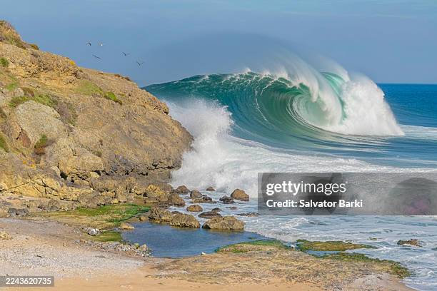 roar of the black sea – riva’s towering breakers - mer noire photos et images de collection