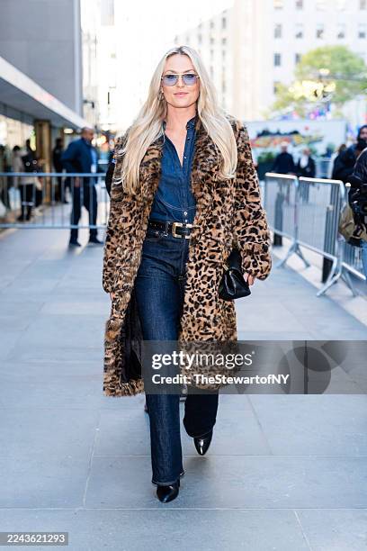 Lindsey Vonn is seen in Midtown on October 27, 2025 in New York City.