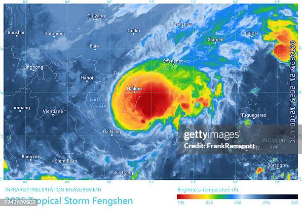 tropical storm fengshen 20251021 precipitation map hainan - weather radar graphic stock illustrations
