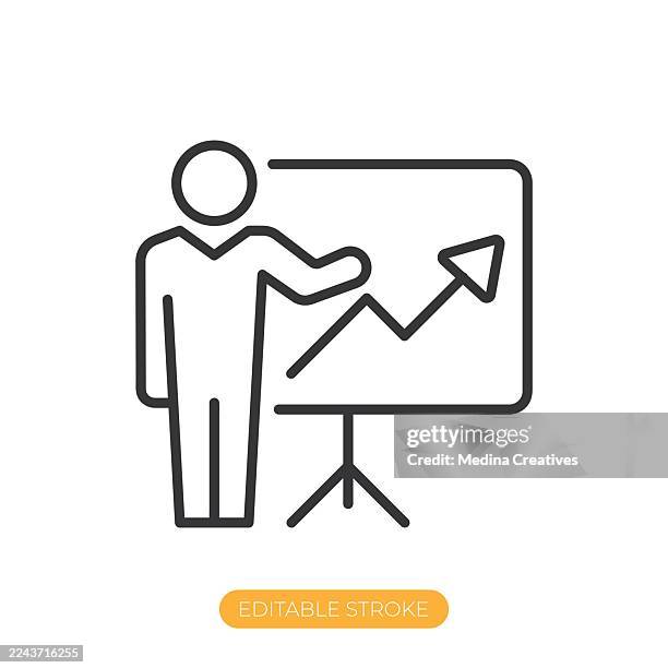 presentation icon. editable stroke thin line icon - indonesia school stock illustrations