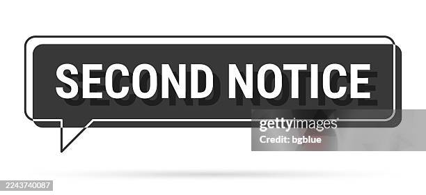 second notice - 3d black speech bubble on white background - two talking bubbles stock illustrations