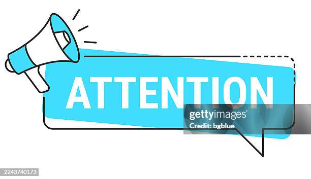 attention - speech bubble and megaphone on white background - obsessive thoughts stock illustrations