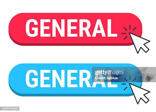 general - red and blue buttons with cursor on white background - generic-face-icon stock illustrations
