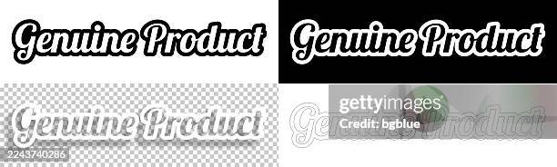 genuine product - text for design. blank, white and black backgrounds - line text - authentic stock illustrations