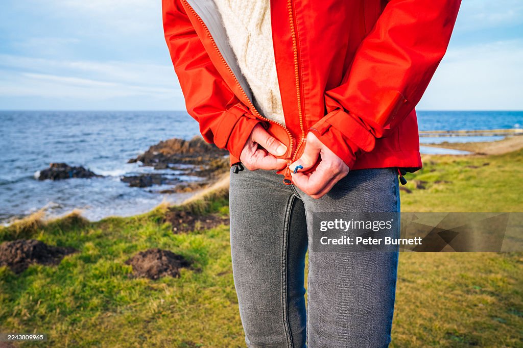 Frustration with a zipper on a rainjacket