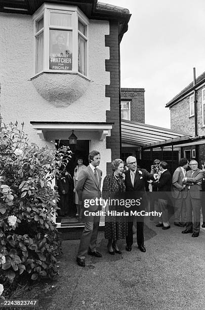 British businessman Mark Thatcher, with his parents, British politician Margaret Thatcher and British businessman Denis Thatcher, the day after the...