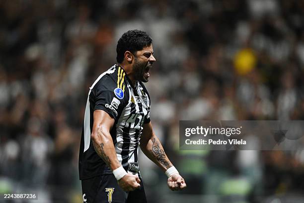 Hulk of Atletico Mineiro celebrates after scoring the team's third goal during the Copa CONMEBOL Sudamericana 2025 Semifinal second leg match between...