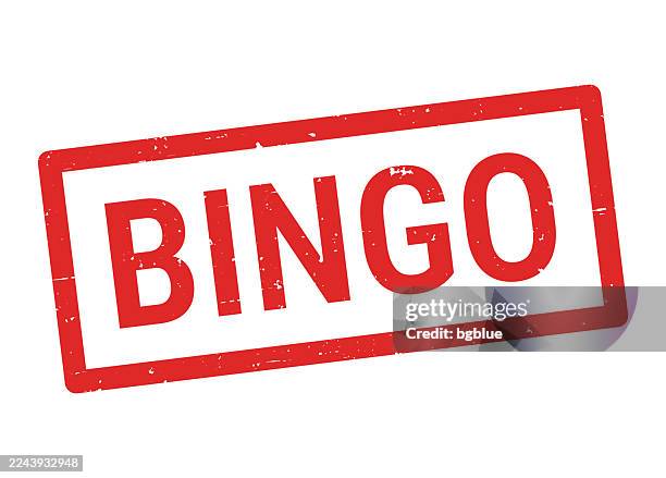 stockillustraties, clipart, cartoons en iconen met bingo - red rubber stamp on white background - bingo