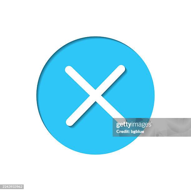 cross mark. icon cut out on white paper with blue background - cross tick vector stock illustrations