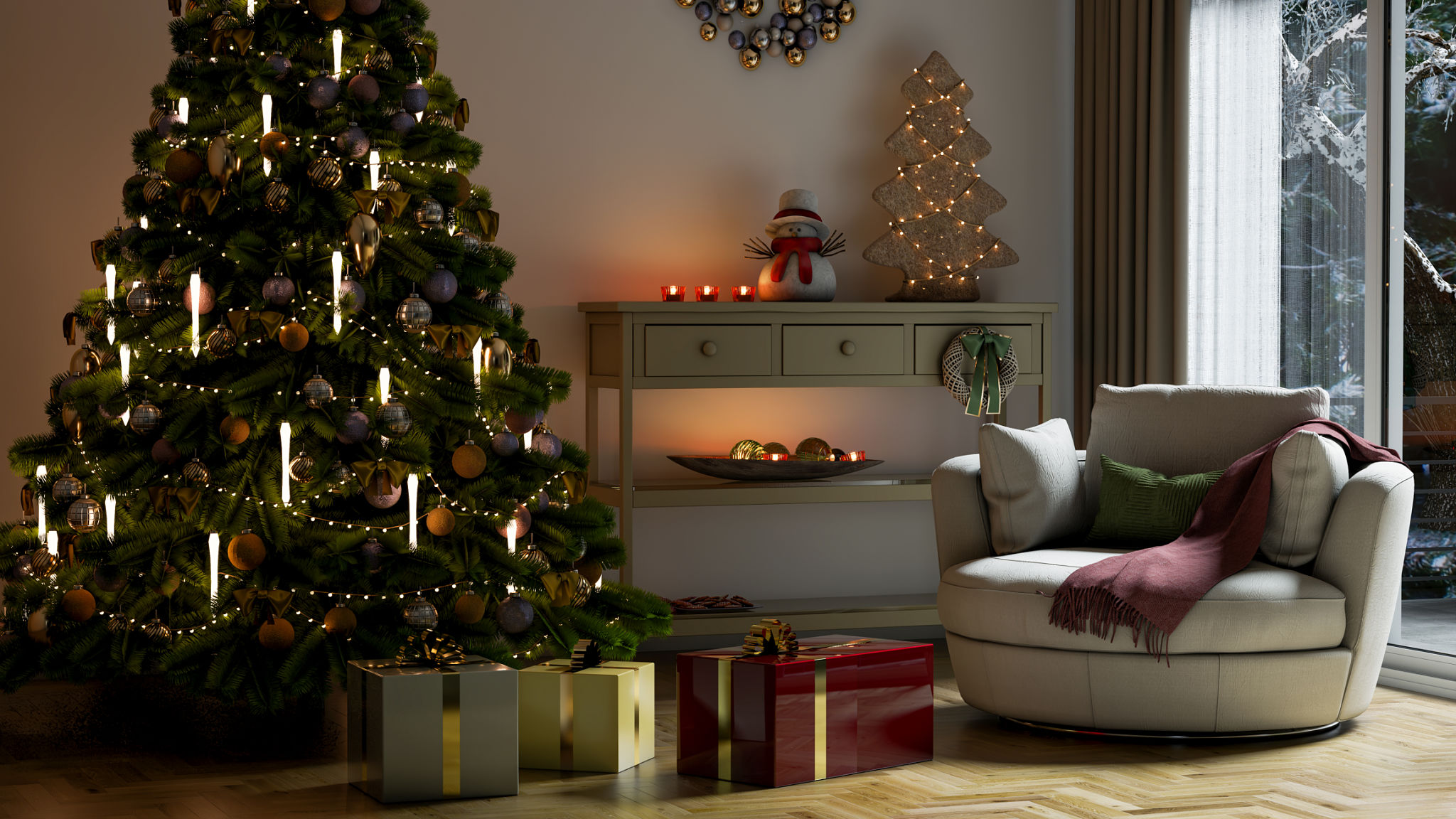 Christmas tree Large luxury modern bright interiors Living room mockup illustration 3D rendering image Christmas tree Large luxury modern bright interiors Living room mockup illustration 3D rendering image