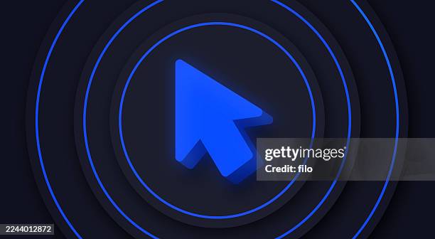 cursor blue arrow direction movement motion circle background - 3d mouse pointer stock illustrations