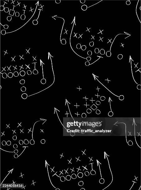 ilustrações de stock, clip art, desenhos animados e ícones de american football plays seamless background - desenho a giz