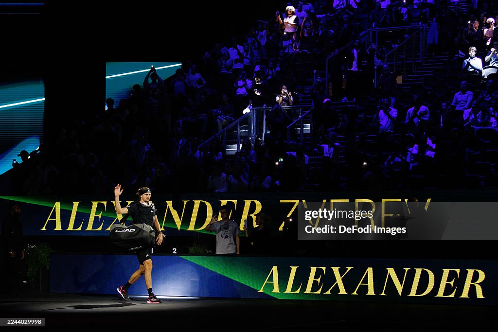 Alexander Zverev of Germany enters the center court against Jannik
