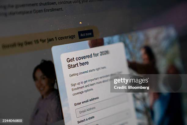 The healthcare.gov website on a laptop arranged in Norfolk, Virginia, US, on Saturday, Nov. 1, 2025. Millions of Americans who buy their own health...