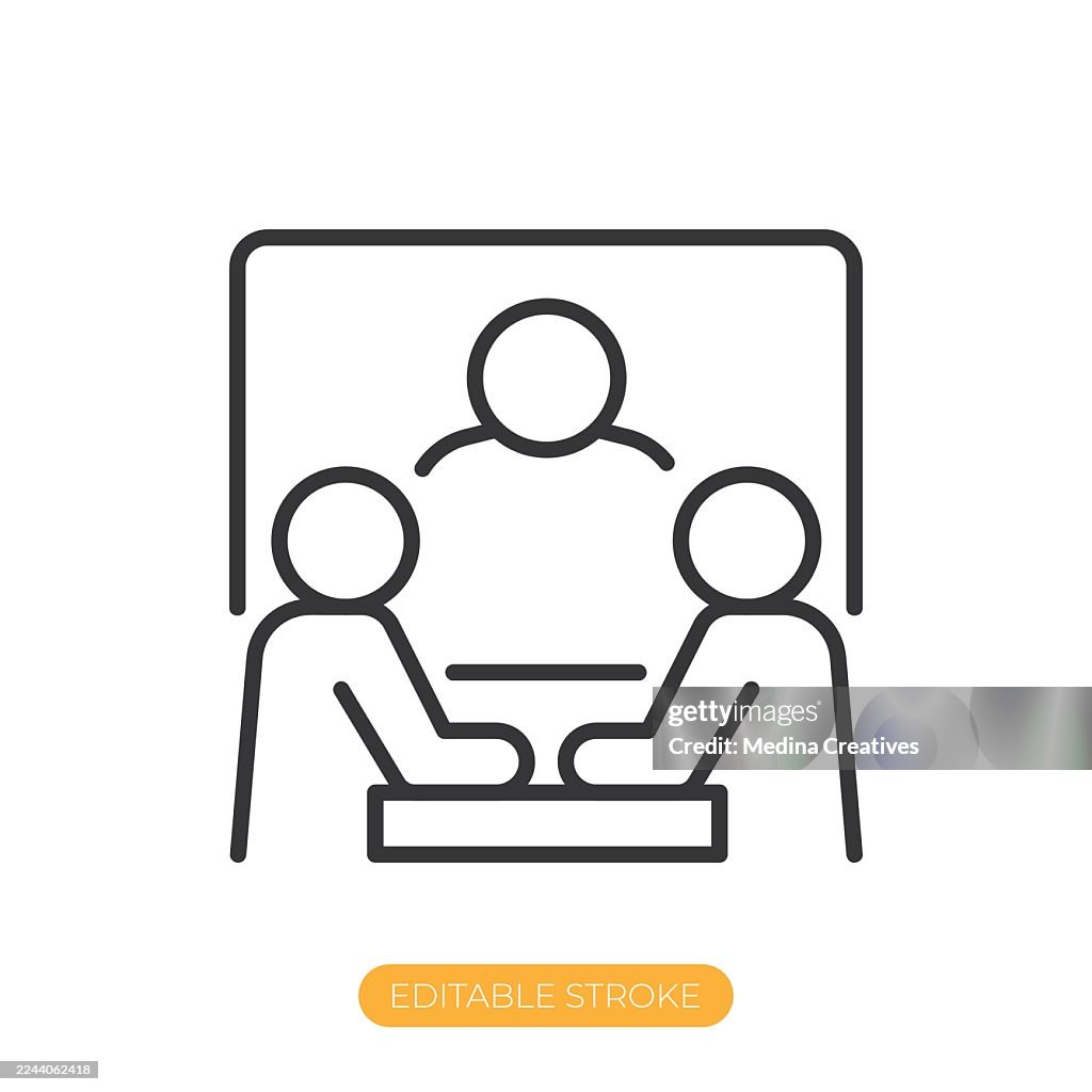 Group presentation icon. Editable stroke thin line icon