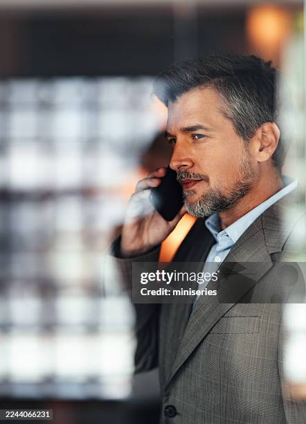 professional executive on the phone in a business office setting for a modern corporate image - generalsekreterare företagsledning bildbanksfoton och bilder