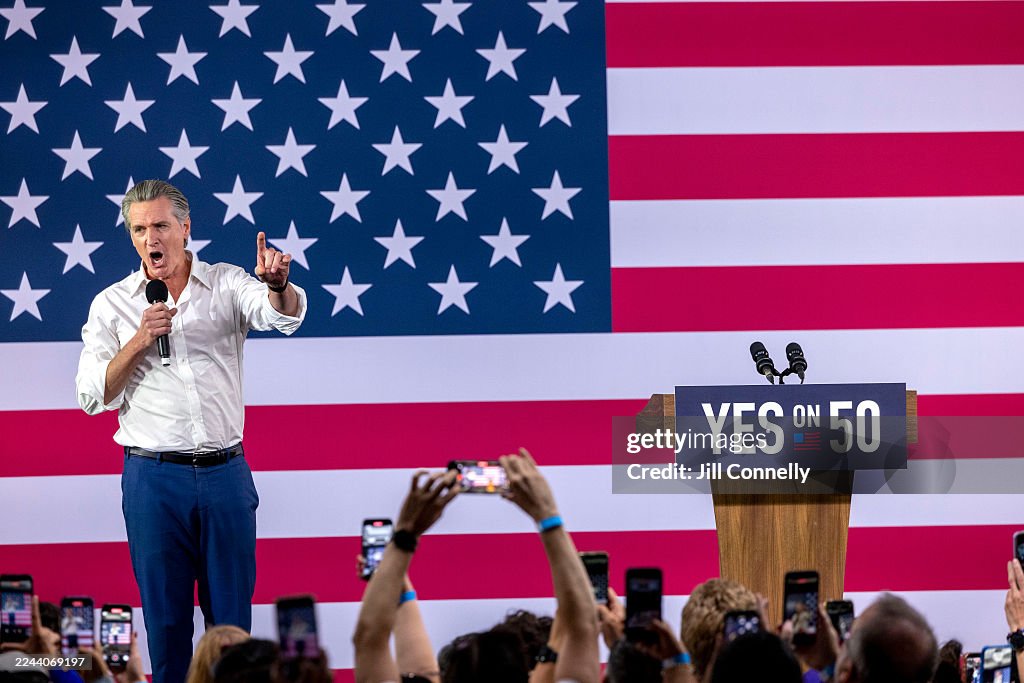 California Gov. Newsom Attends A "Yes On Prop 50" Volunteer Event In L.A.