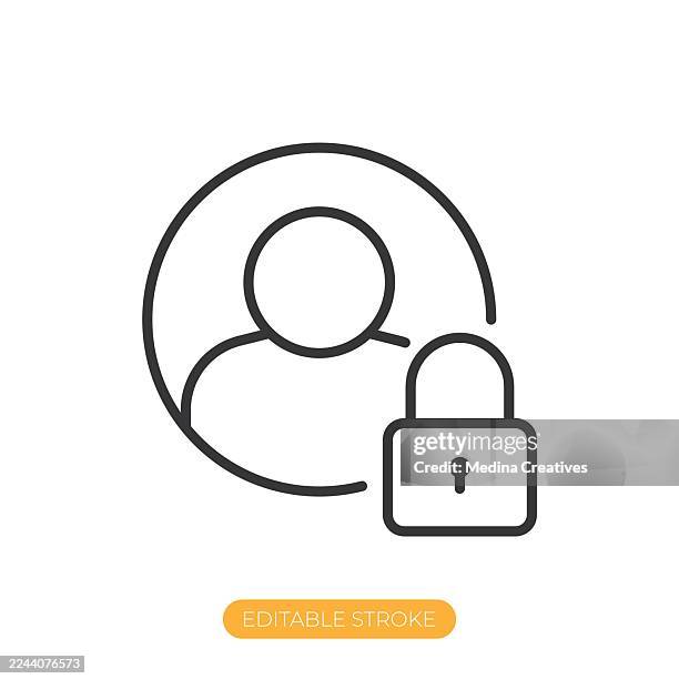 account locked icon. editable stroke thin line icon - computer attack stock illustrations