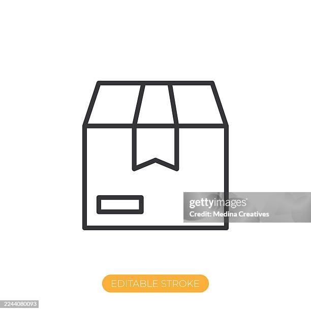 storage box icon. editable stroke thin line icon - gift returns stock illustrations