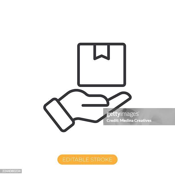 packaging and e-commerce services icon. editable stroke thin line icon - gift returns stock illustrations