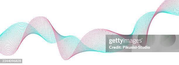 abstract gradient flow wave lines background, colorful motion sound wave pattern - sound waves vector stock illustrations
