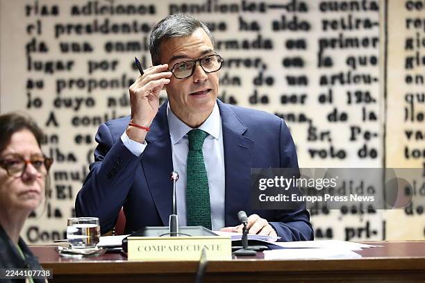 The President of the Government, Pedro Sanchez, appears before the Commission of Inquiry on the 'Koldo case', in the Senate, on 30 October, 2025 in...