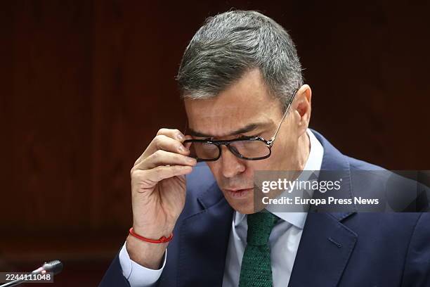 The President of the Government, Pedro Sanchez, appears before the Commission of Inquiry on the 'Koldo case', in the Senate, on 30 October, 2025 in...