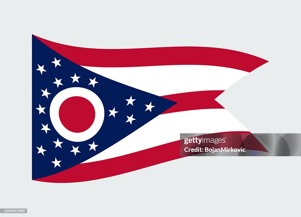 Ohio waving flag. Vector