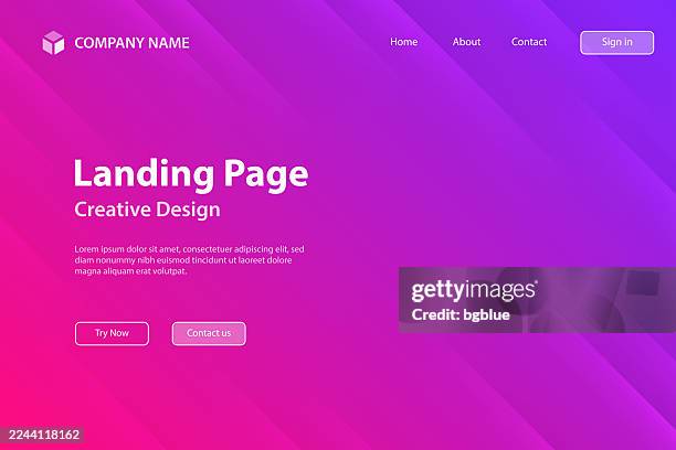 landing page template - modern abstract background - trendy purple gradient - pink background stock illustrations