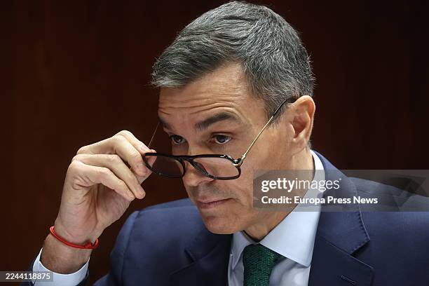 The President of the Government, Pedro Sanchez, appears before the Commission of Inquiry on the 'Koldo case', in the Senate, on 30 October, 2025 in...