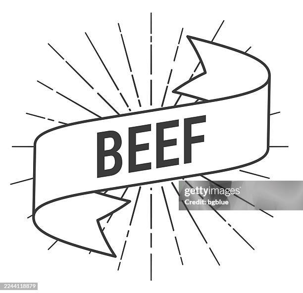 beef - banner with sunbursts on white background - ground beef white background stock illustrations