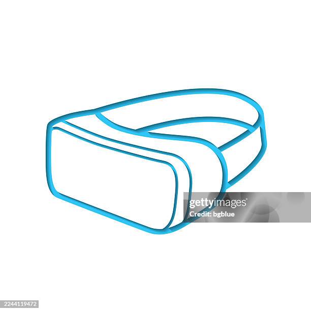 virtual reality headset - vr. icon cut out on white paper with blue background - augmented reality goggles stock illustrations