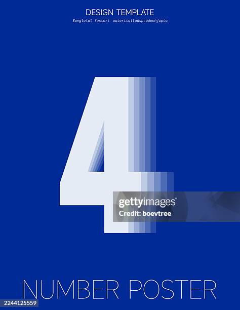 number 4 flip effect design template poster in blue background - throwing ball stock illustrations