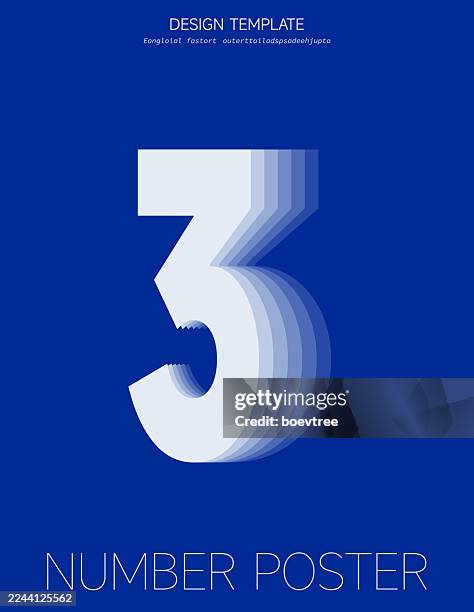 number 3 flip effect design template poster in blue background - throwing ball stock illustrations