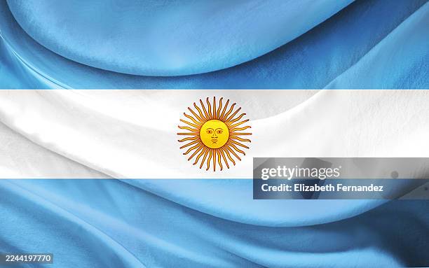 flag of argentina on fabric textile - cultura argentina fotografías e imágenes de stock