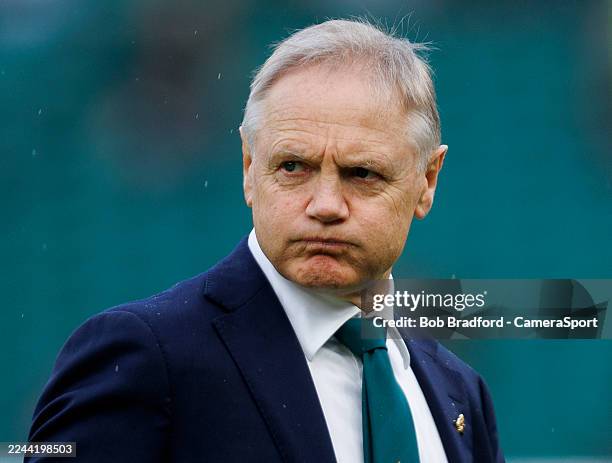 Australia's Head Coach Joe Schmidt during the Quilter Nations Series 2025 rugby international match between England and Australia at Allianz Stadium...