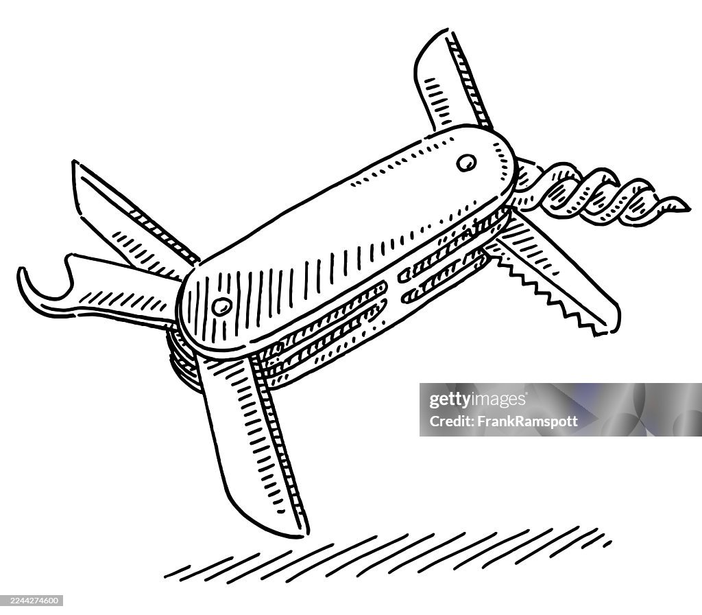 Multifunction Pocket Knife Drawing